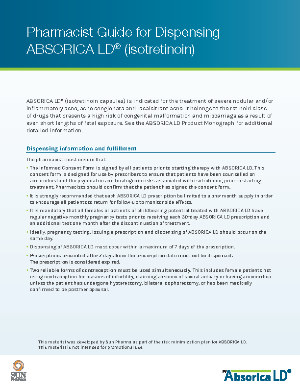 Pharmacist Guide for Dispensing ABSORICA LD thumbnail